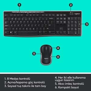 Logitech MK270 Siyah Kablosuz Klavye+Mouse Set